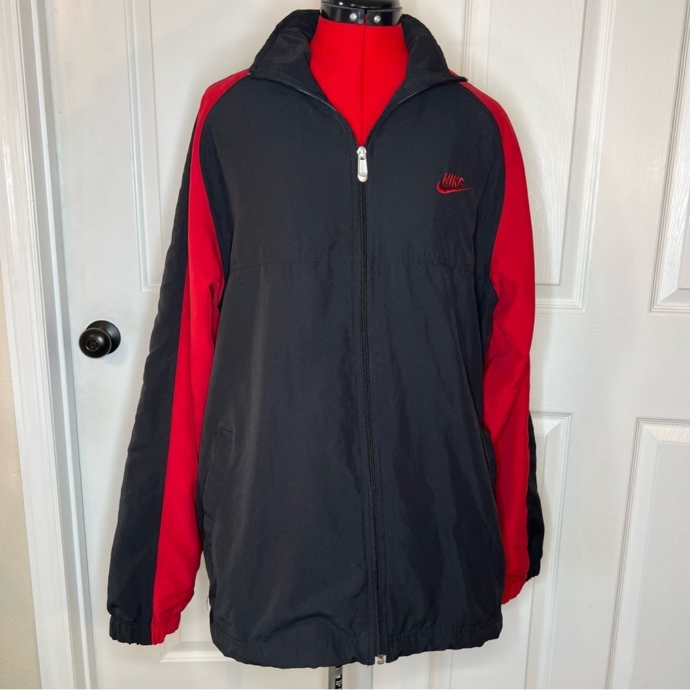 Nike Full Zip Long Sleeve Black & Red Lined Jacket Men's Large Y2K - Picture 1 of 9